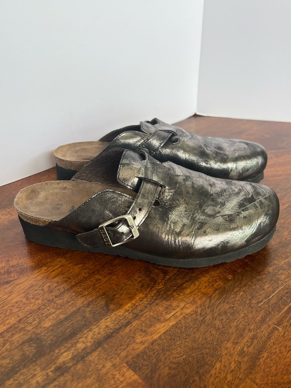 Naot Autumn Clog Mule Slip On Shoe Sz EU 40 US 9 Metallic Onyx - Picture 3 of 15